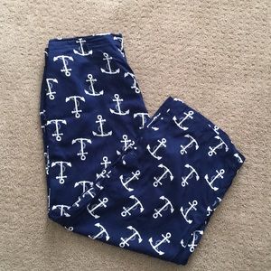 Blue/white patterned Cotton Cropped Pants